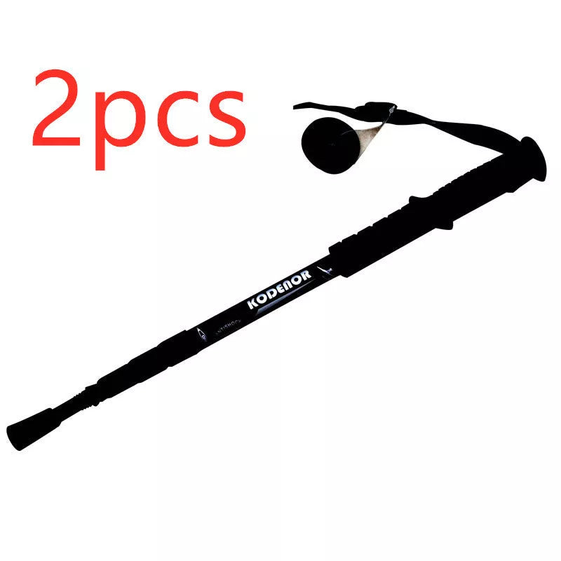 Ultra-light adjustable trekking poles in black, red, silver, and blue