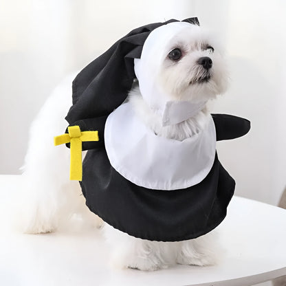 Black nun costume for pet dog or cat Halloween dress-up