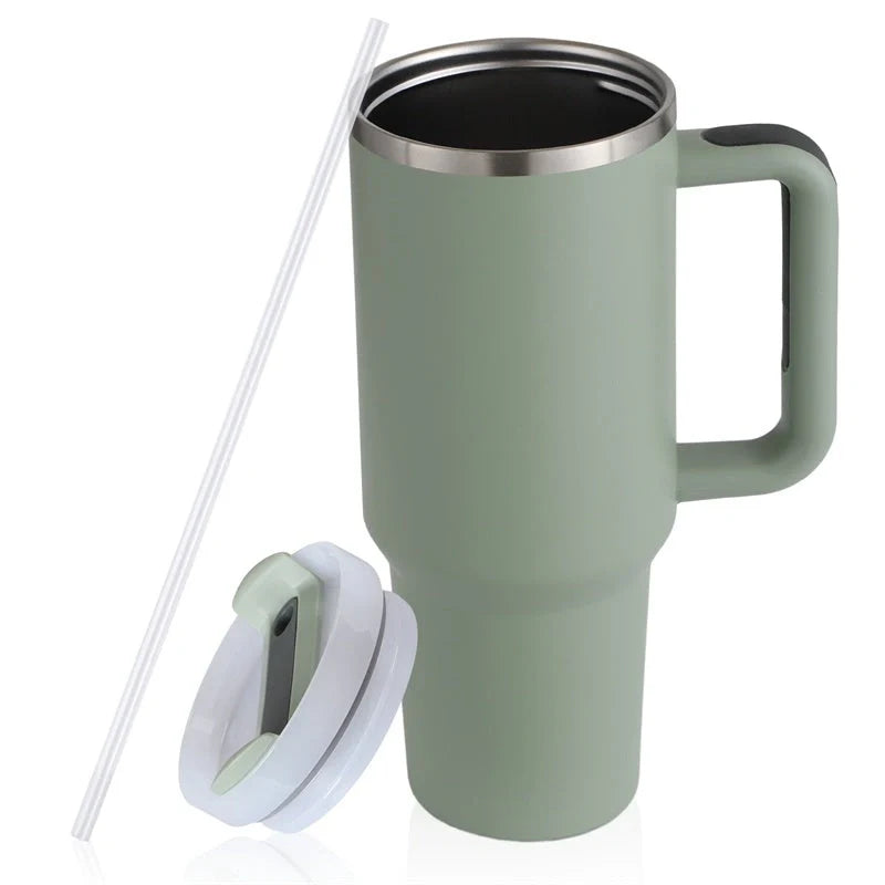 40oz stainless steel straw coffee mug with handle for travel, bisphenol A free, large capacity