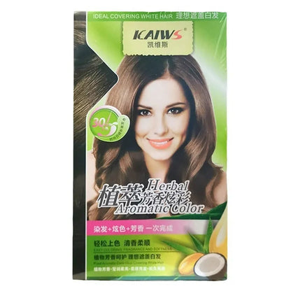 Tube of Plant Aromatic Soft Luster Mild Hair Color Cream in a shade of chestnut brown.
