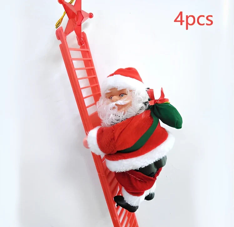 Electric Santa Claus climbing ladder decoration measuring 20cm tall with continuous motion mechanism