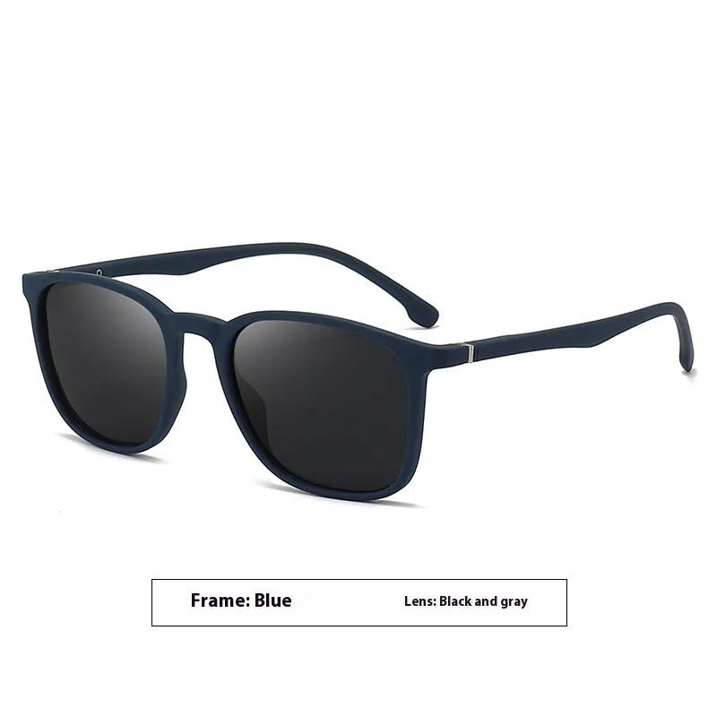 Men's polarised sunglasses with PC frame and elastic paint on spectacle foot for grip