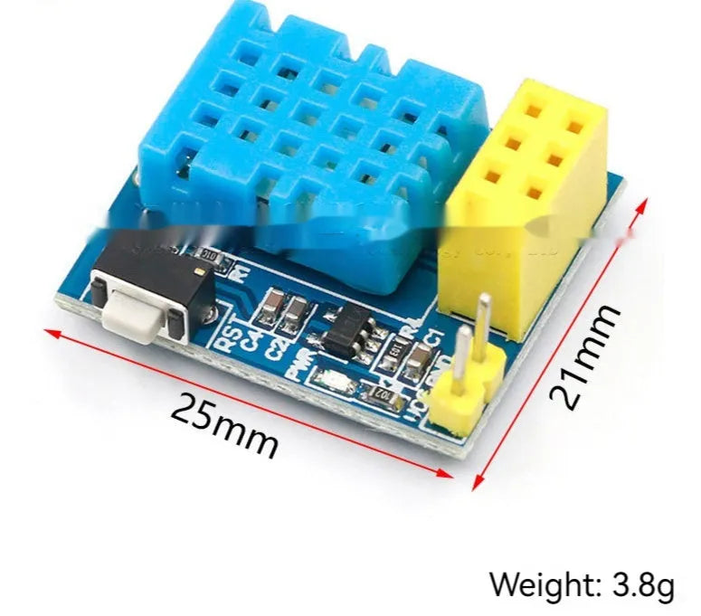 Temperature and humidity WiFi node module with DHT11 sensor measuring 25mm by 21mm