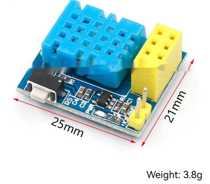 Temperature and humidity WiFi node module with DHT11 sensor measuring 25mm by 21mm