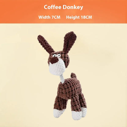 Bite-resistant plush puppy toy in various styles like rechargeable duck and plush donkey for teething relief