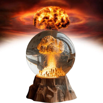 Atomic Bomb Explosion Lamp with 3D Mushroom Cloud Design - Eco-Friendly Resin Night Light