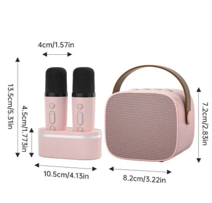 Bluetooth Speaker Microphone Set for Family Singing and Karaoke with Double Wireless Microphones, 5W Rated Power, 5V Rated Voltage, Available in Dark Night, Cream White, Cherry Blossom Powder and Sky Blue