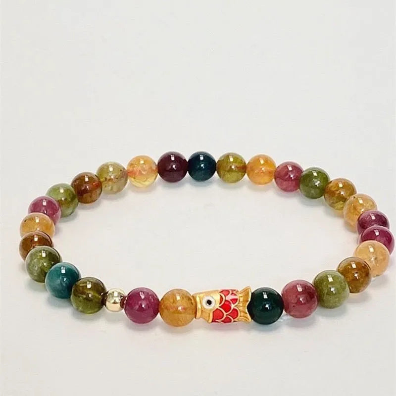 Women's geometric alloy bracelet with crystal charms in fresh sweet style