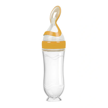 Blue baby silicone feeding spoon with 90ml capacity for rice paste and semi-liquid foods
