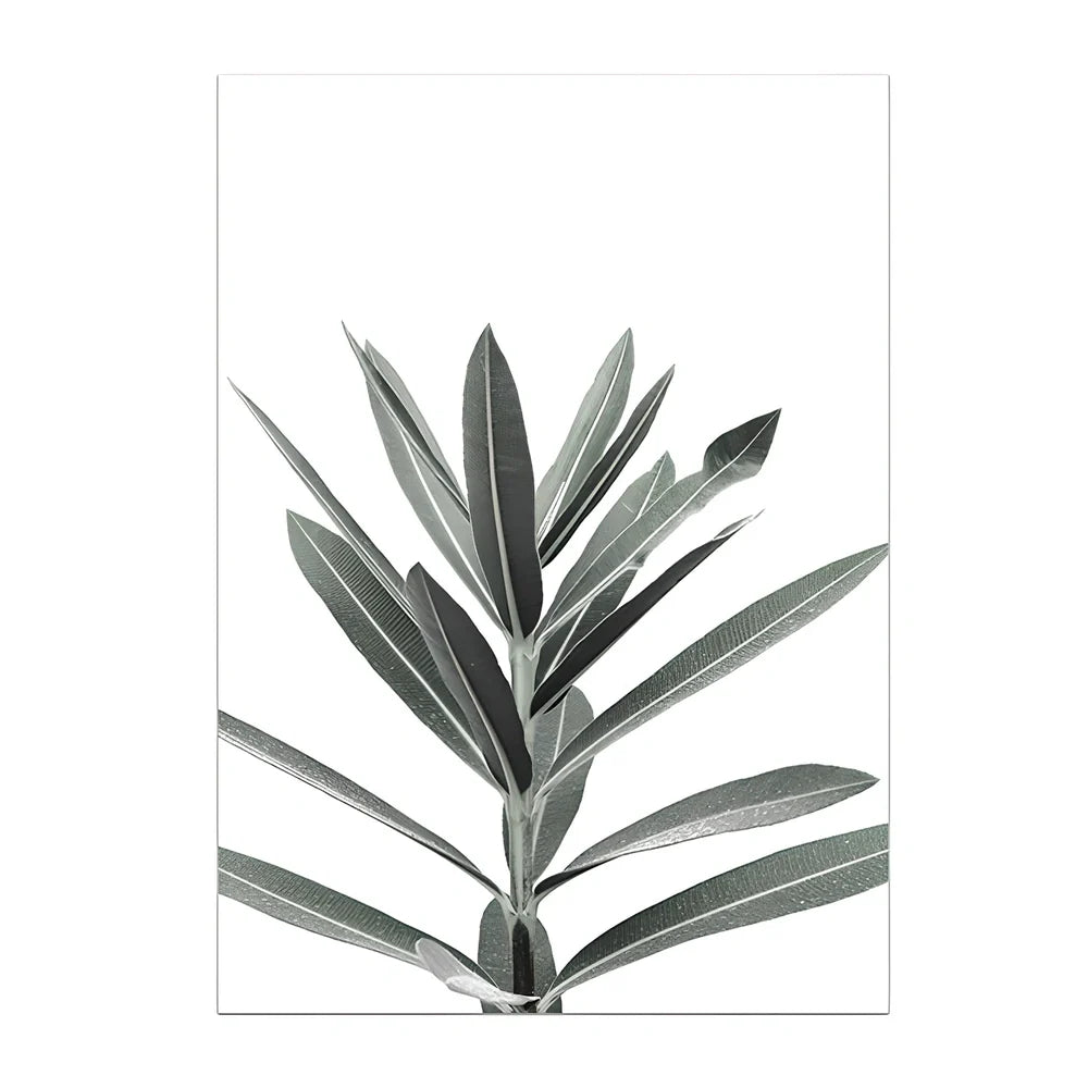 Frameless canvas painting with detailed flower, grass and leaf botanical patterns in Nordic style