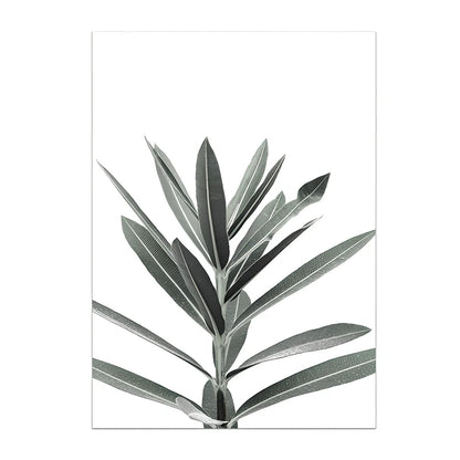 Frameless canvas painting with detailed flower, grass and leaf botanical patterns in Nordic style