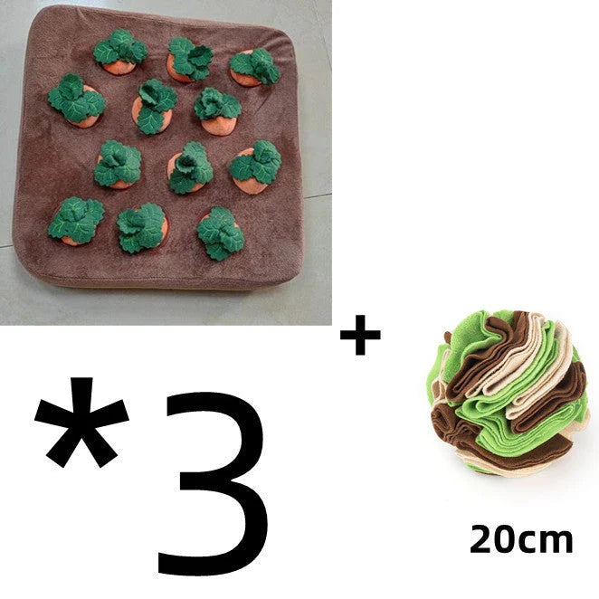 Plush carrot-shaped dog toy in various sizes, made of soft and durable cotton fabric for interactive play and chewing.