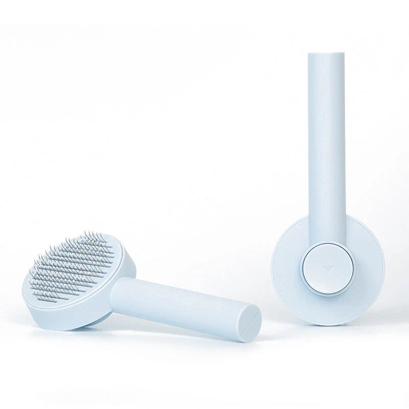 Self-cleaning pet grooming brush for dogs and cats with one-touch cleaning button
