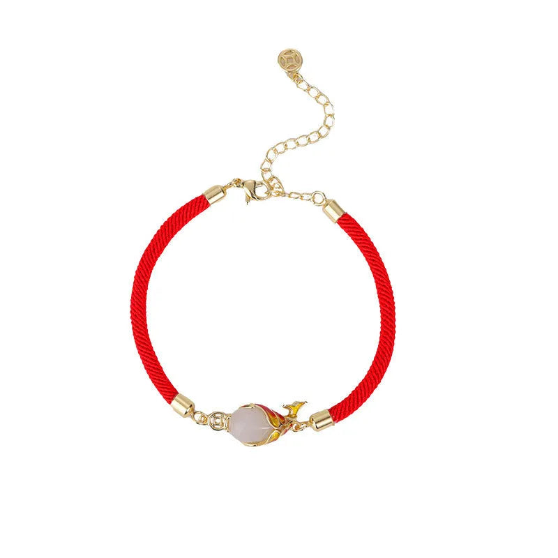 Copper koi hand strap and necklace set in lucky red with electroplating treatment