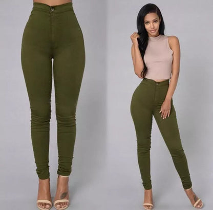 Women's high waist stretch skinny jeans in candy colors