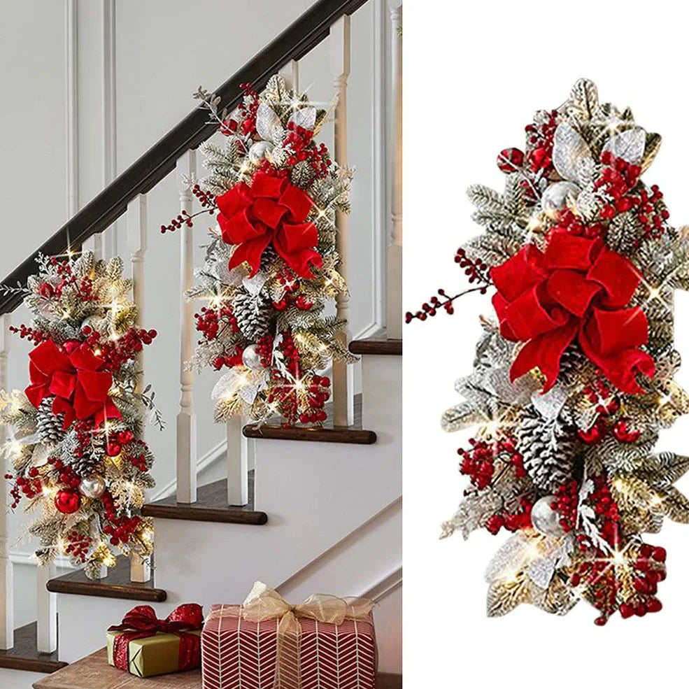 Christmas door hanging decoration measuring 50cm with plastic construction and luminous ornament options