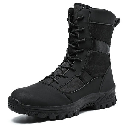 Men's black and camouflage high-top Martin boots with mesh upper and totem details, plus sizes 39-46