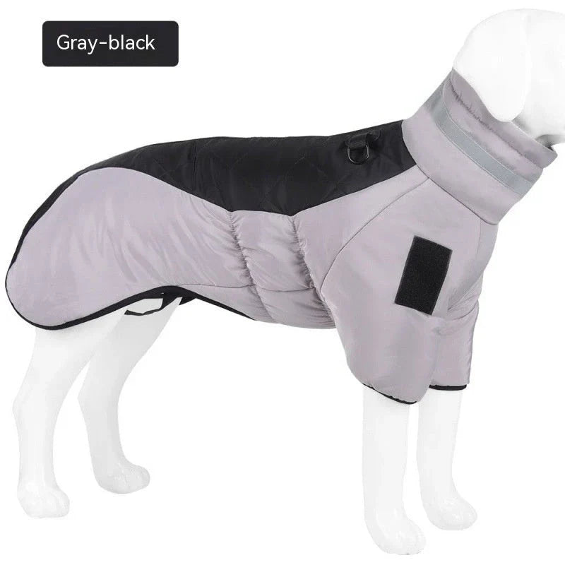 Waterproof dog coat with thick insulation and soft velvet lining, available in various color options