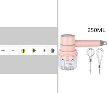 Cordless Electric Hand Mixer with 3-speed settings, rechargeable design, and whisk and egg beater attachments for baking