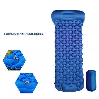 Automatic inflatable camping mat in various colors, compact and lightweight for outdoor adventures