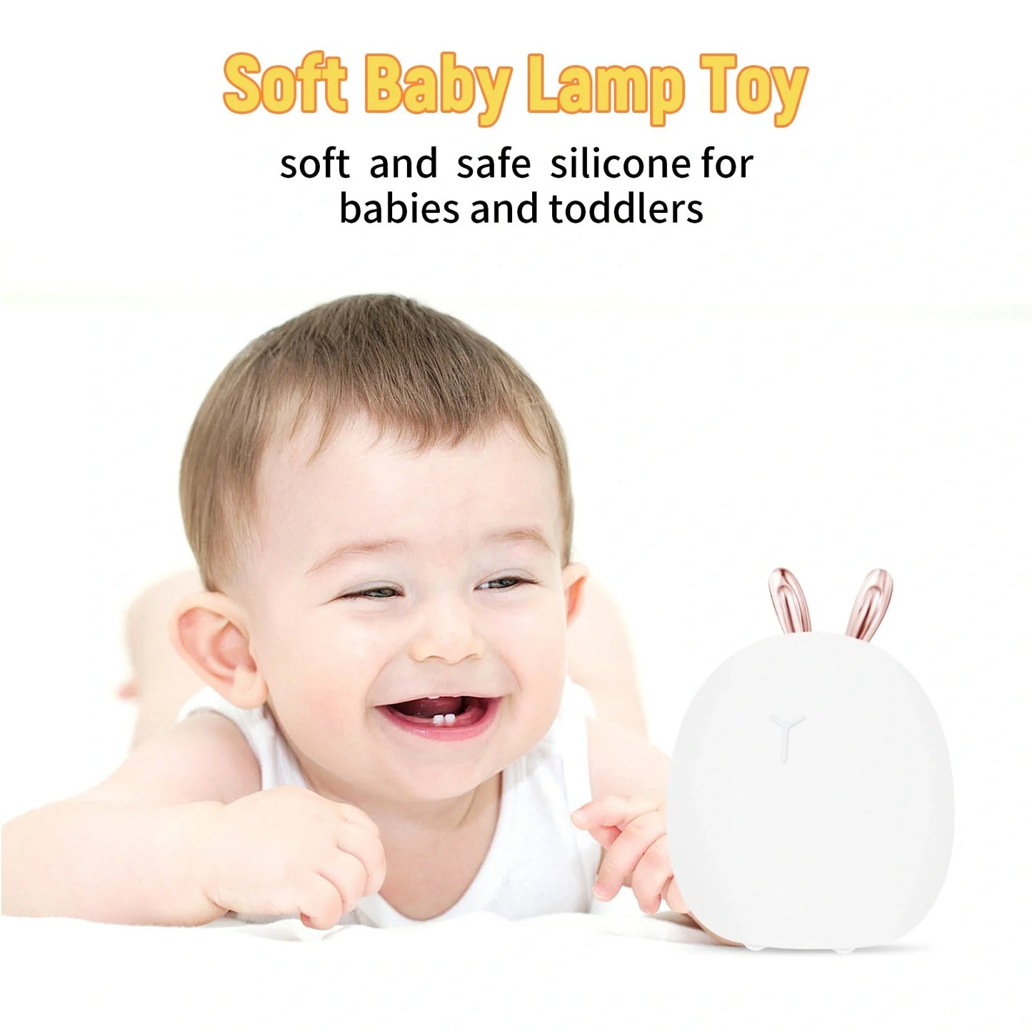 Adjustable silicone baby night light with touch control in deer and rabbit designs