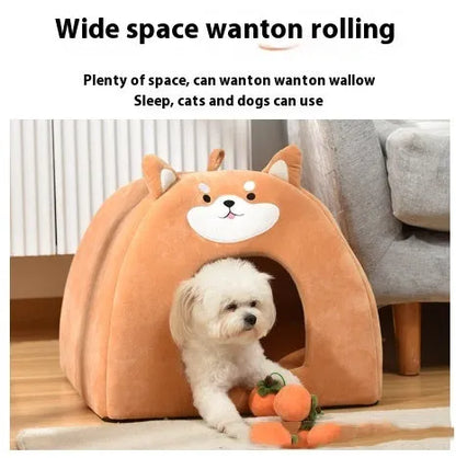 Machine washable cloth cat bed available in S, M, and L sizes for autumn and winter use