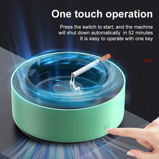 Intelligent Smoke-Filtering Ashtray with Air Purifier - Durable ABS Plastic, Negative Ion Air Purification, Convenient One-Button Operation