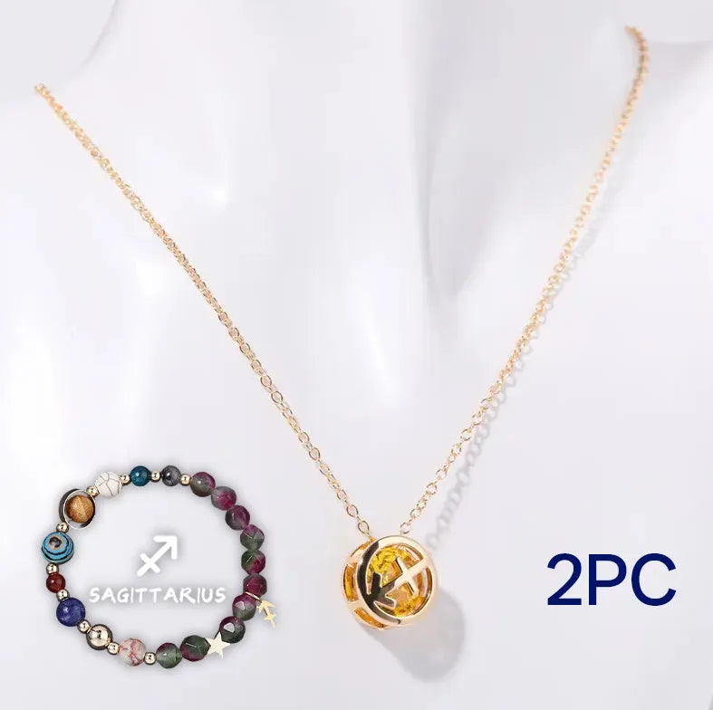 Natural stone beaded necklace and bracelet set laid out flat, showing the coordinated design and textured beads.