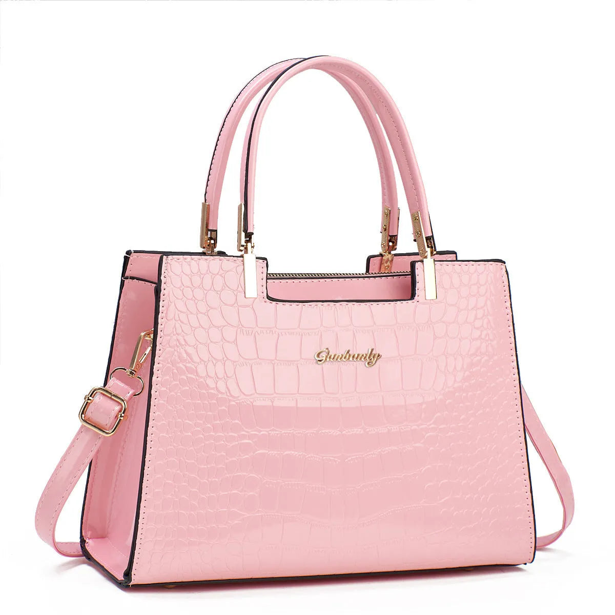 Ladies' PU leather one-shoulder handbag in horizontal square shape, shown in available colour options