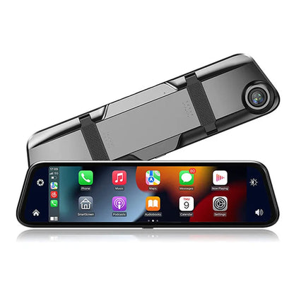 Black 9-inch universal touch screen car GPS navigation system with dual camera wireless connectivity