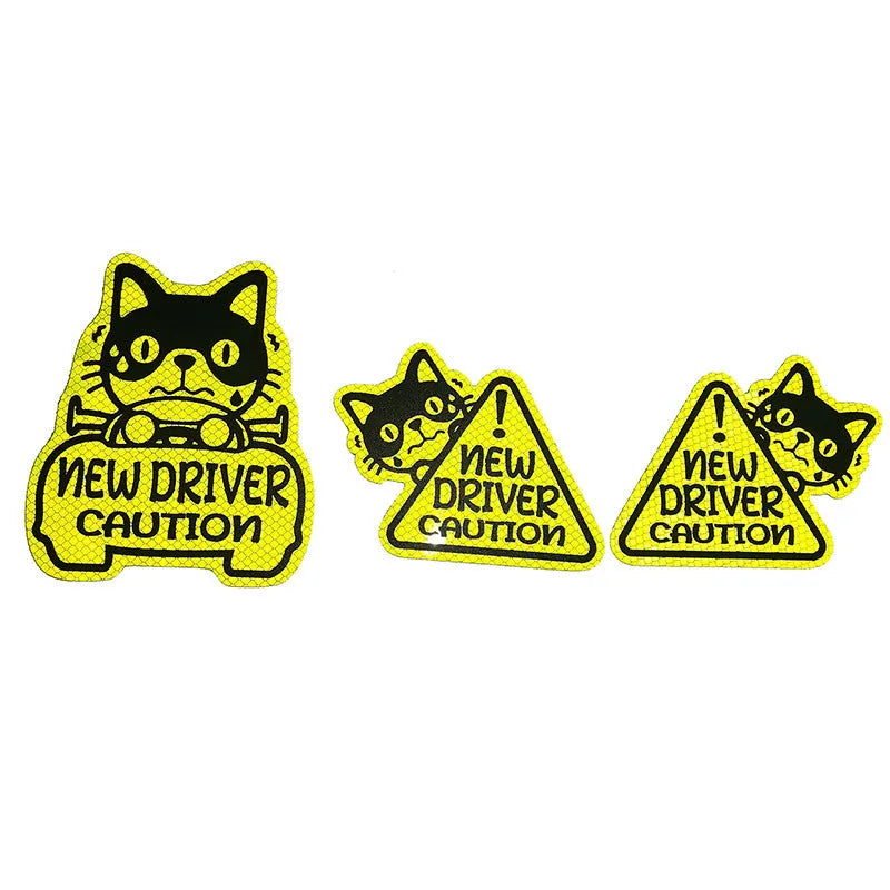 Three magnetic reflective stickers with cat, panda, and duck designs for waterproof outdoor applications