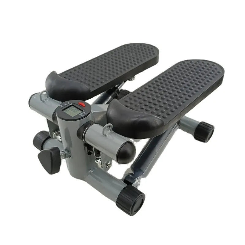 Silver grey hydraulic mini treadmill with stepping pedals for home waist slimming exercises