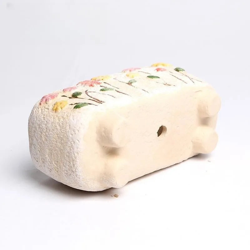 Small rectangular ceramic flower pot with hand-painted design for succulents and bonsai plants