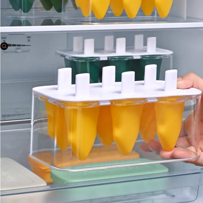 Summer Homemade Ice Cream Popsicle Silicone Cube Mold in green and yellow