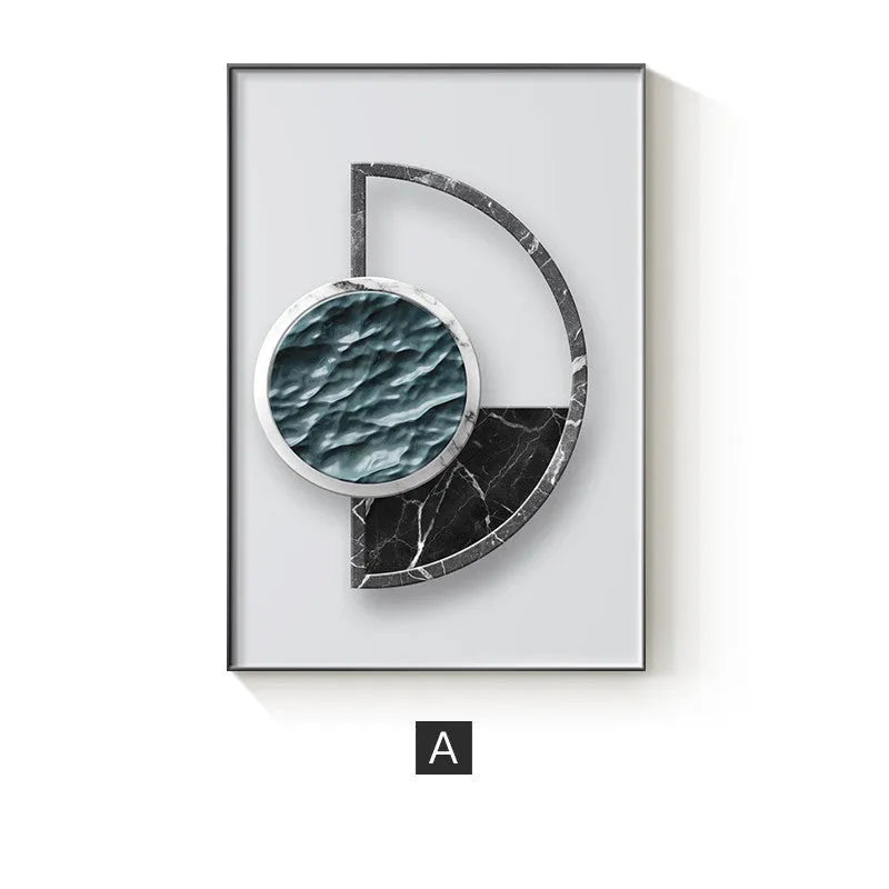 Abstract geometric pattern printed on canvas wall art painting in multiple colour variations