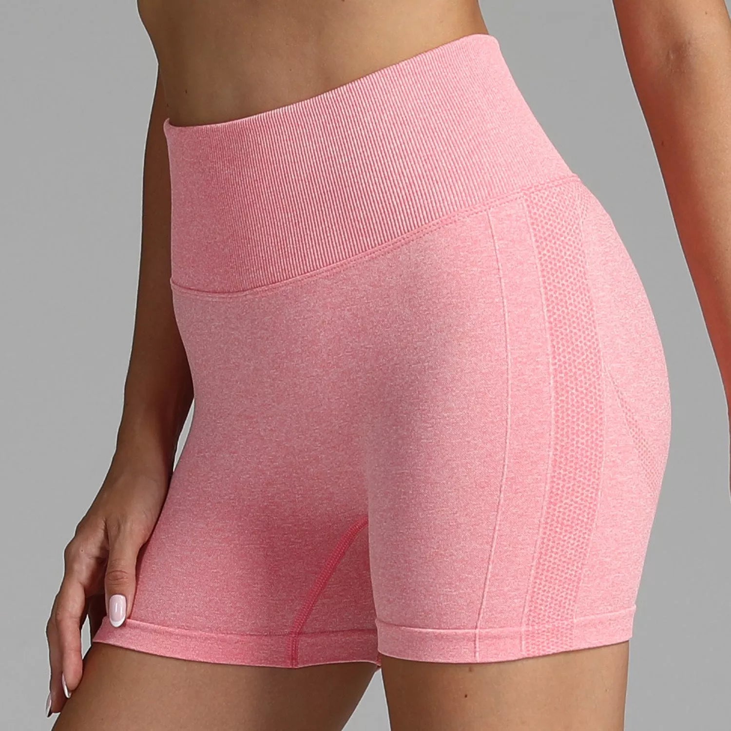 High waist seamless yoga shorts for women with hip-lifting design in various colors
