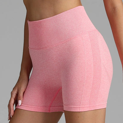 High waist seamless yoga shorts for women with hip-lifting design in various colors