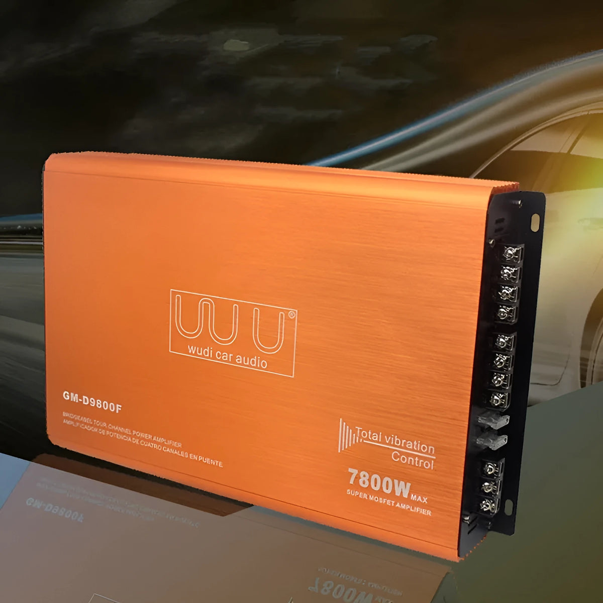Car four-way power amplifier, 4-channel 7800W, aluminium alloy, 12V, 4Ω, model 9800F