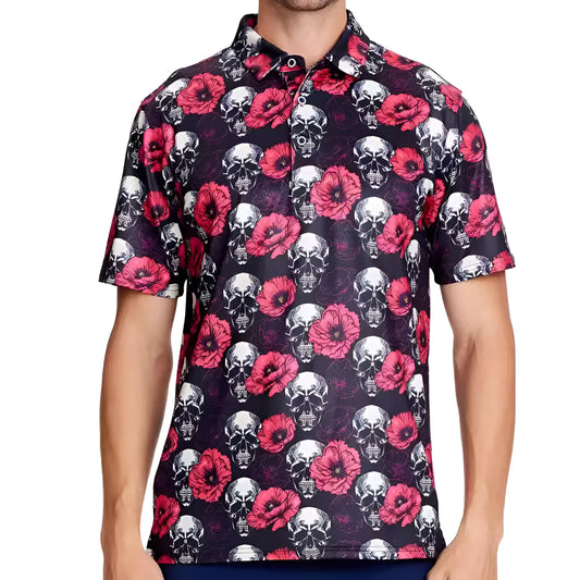 Men's 3D printed short sleeve T-shirt in Japanese retro style with zipper decoration on front.