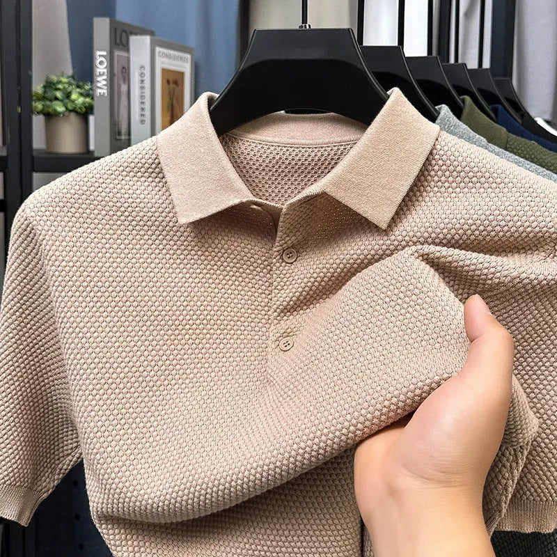 Men's loose short sleeve cotton pullover in various colours showing front view