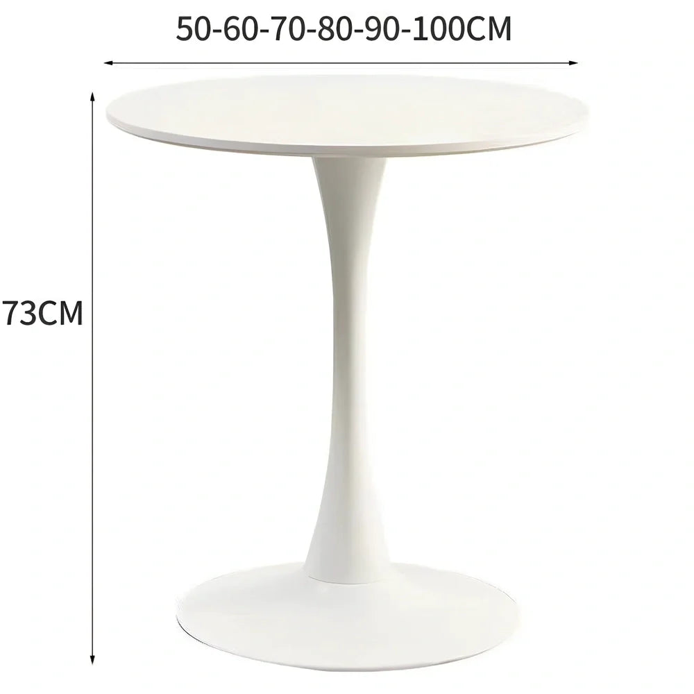 Scandinavian style coffee table with folding chairs in white finish, 60cm diameter