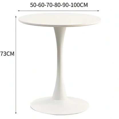 Scandinavian style coffee table with folding chairs in white finish, 60cm diameter