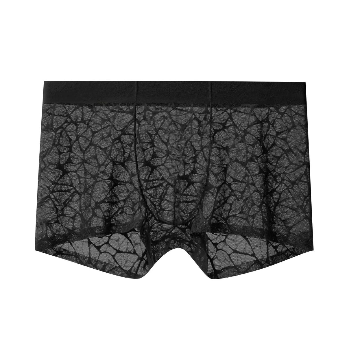 Men's leopard print jacquard underwear in middle waist style, shown in multiple colour options.
