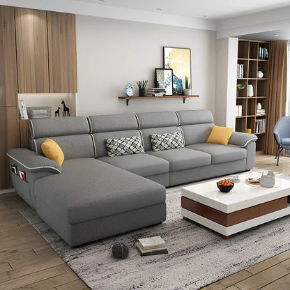 2.18-metre three-seater fabric sofa with wood frame and high-density sponge filling in modern minimalist design