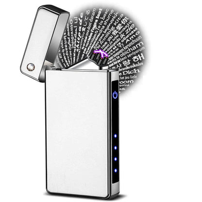 Engraved rechargeable electric lighter with '100 kinds of love' projection feature, available in various ice-inspired color options