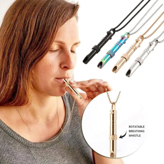 Premium Stainless Steel Meditation Necklace with Breathing Spinner and Braille Engraving for Anxiety and Stress Relief