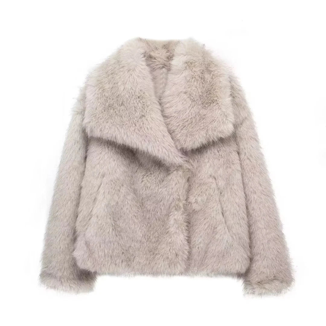 A warm and stylish plush coat for women, available in a variety of colors and sizes.