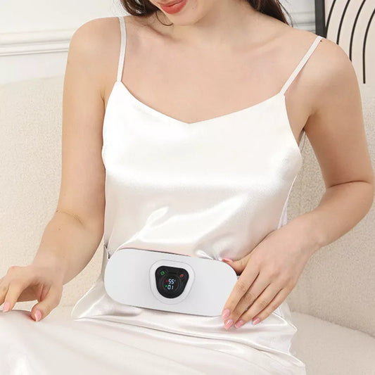 Stomach Band Vibratory Heating Massager with digital display and adjustable settings
