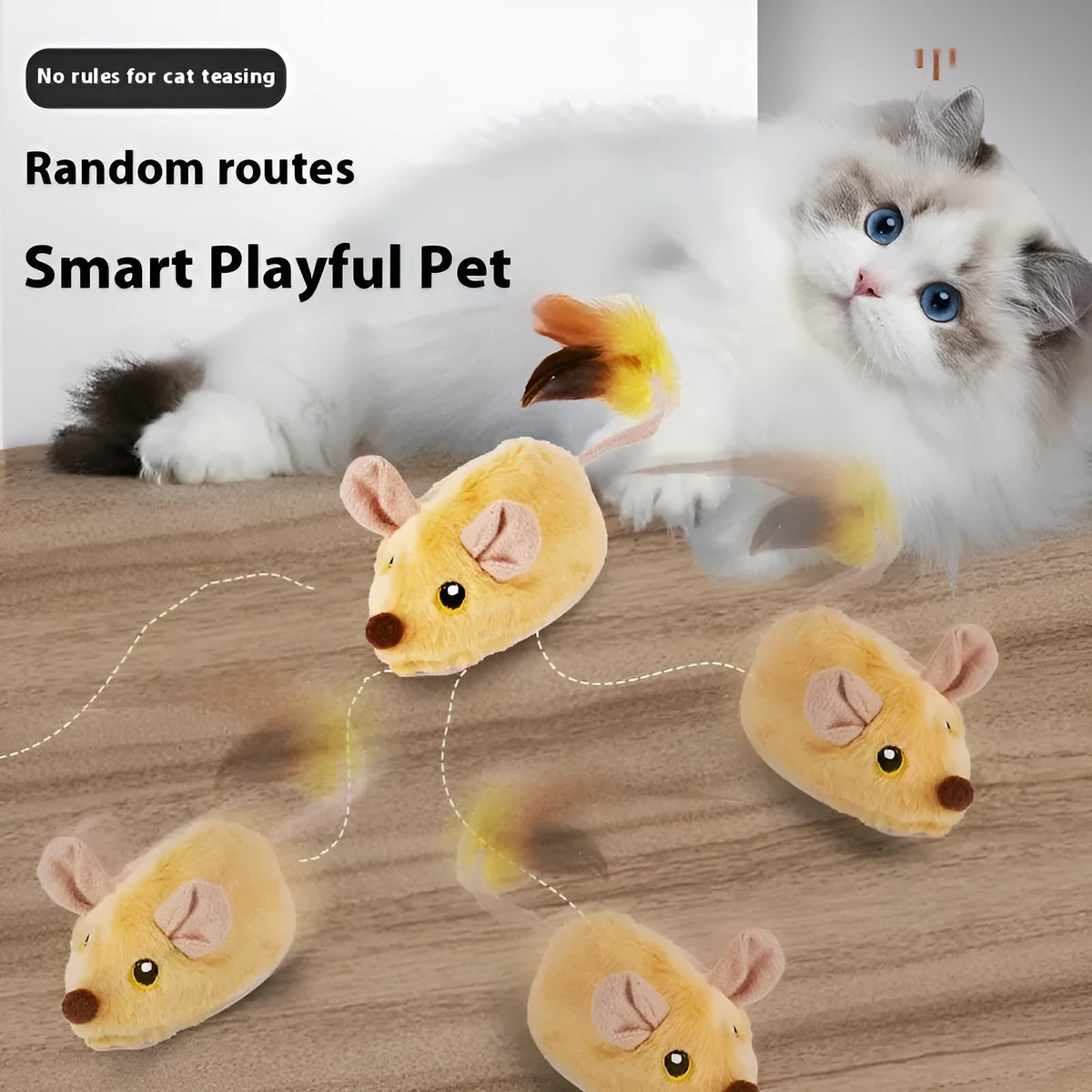 Simulation remote control electric mouse cat toy with plush fabric in multiple colour options