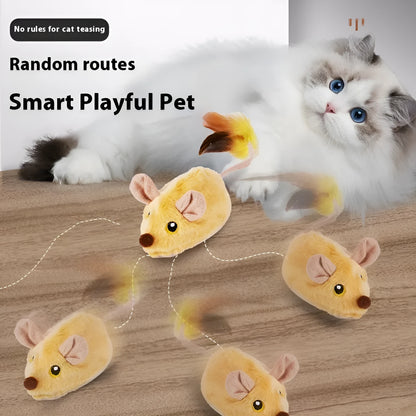 Simulation remote control electric mouse cat toy with plush fabric in multiple colour options